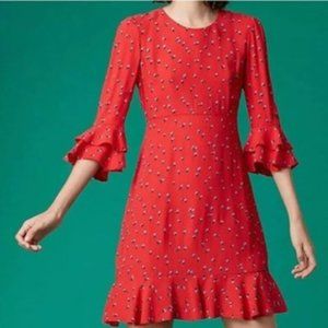 Diane Von Furstenberg DVF West Rocan Rosebud Red Ruffle Dress